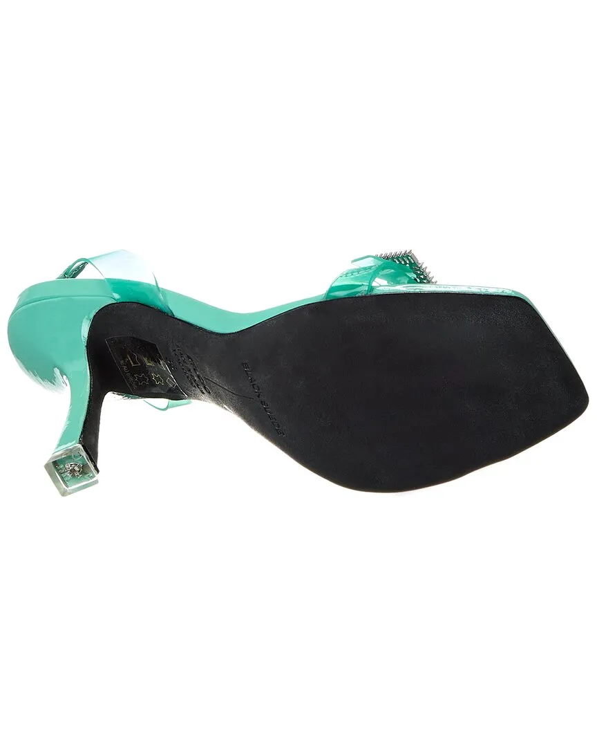 Black Suede Studio Porsha Vinyl & Patent Slingback Sandal