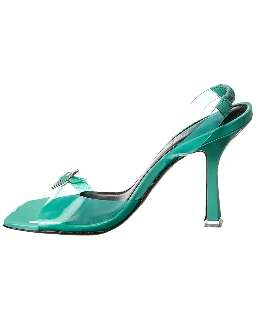 Black Suede Studio Porsha Vinyl & Patent Slingback Sandal