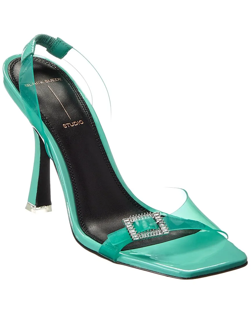Black Suede Studio Porsha Vinyl & Patent Slingback Sandal