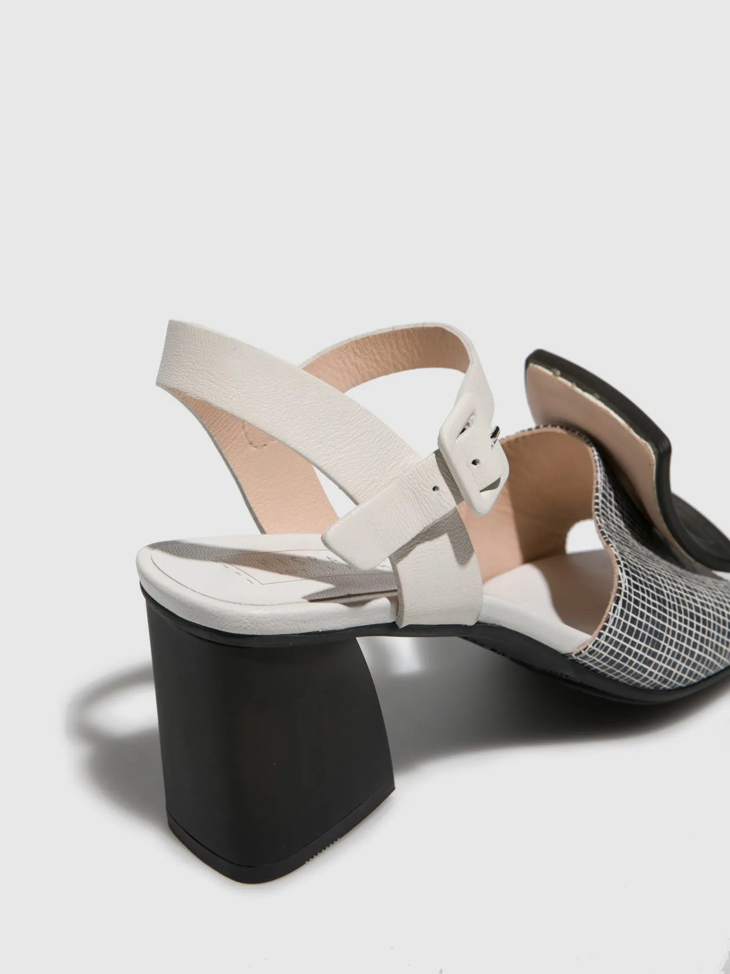 Black White Chunky Heel Sandals