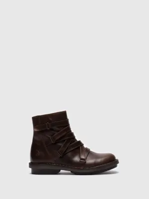 Brown Zip Up Ankle Boots