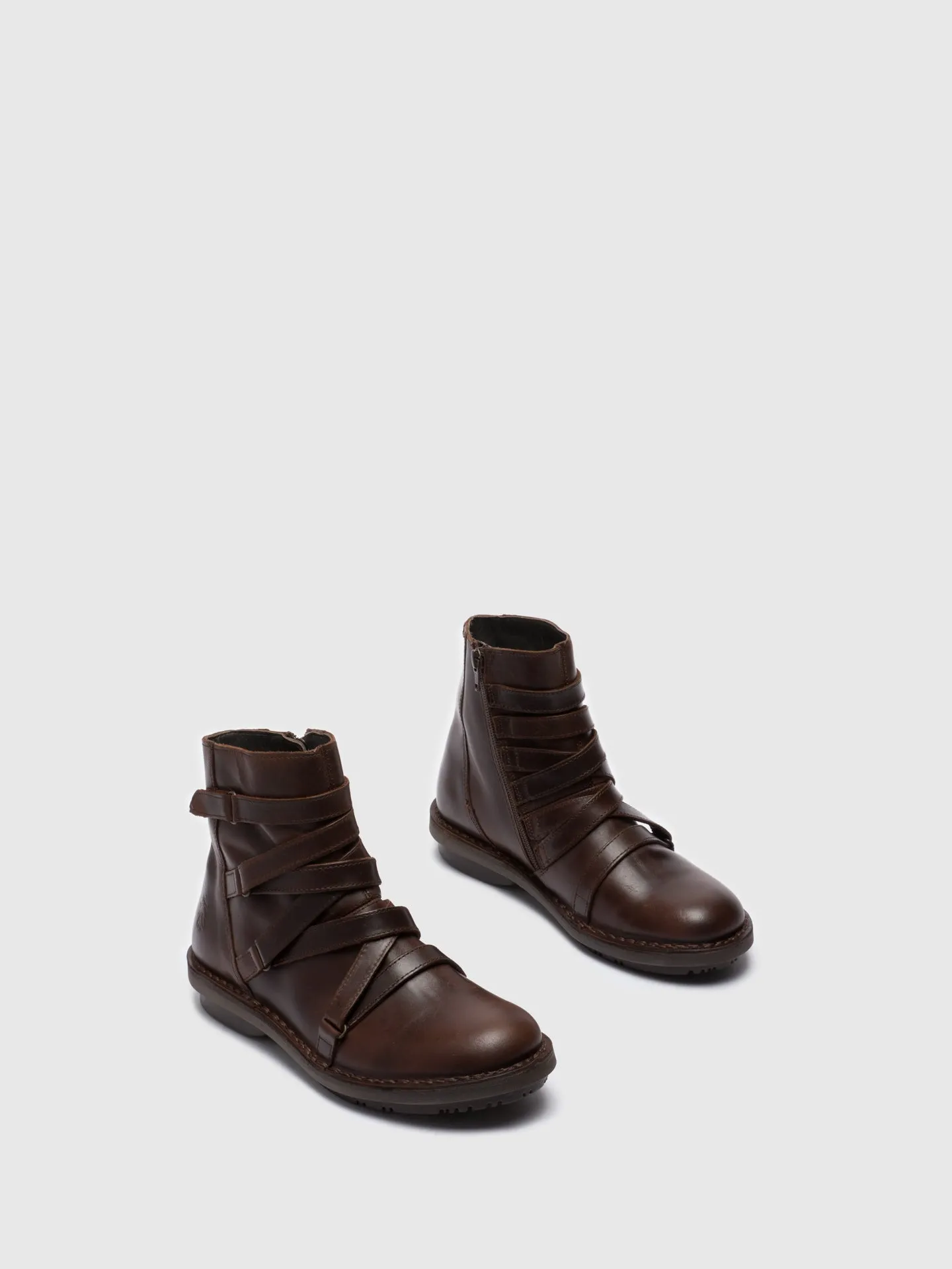 Brown Zip Up Ankle Boots