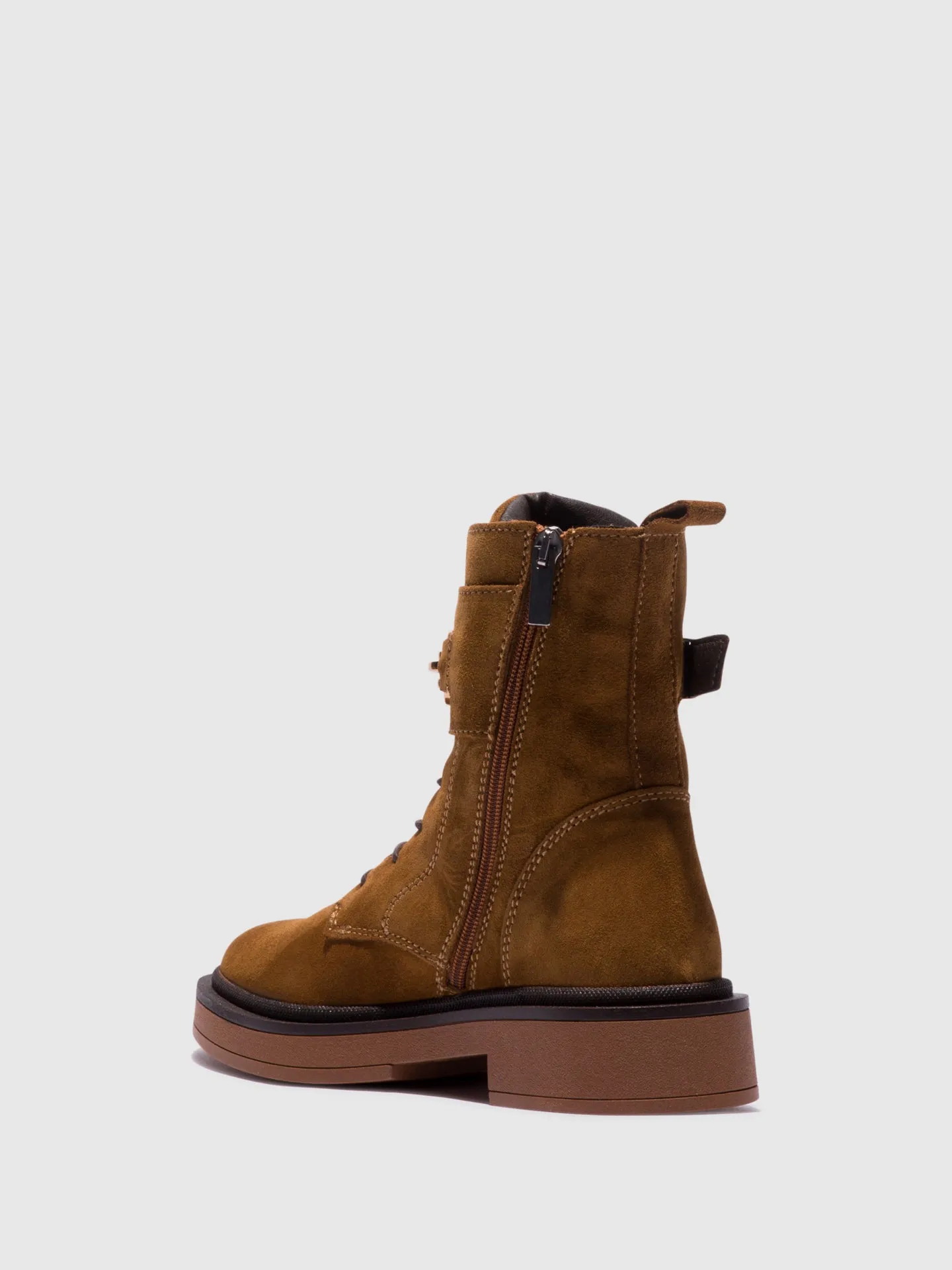 Camel Zip Up Ankle Boots
