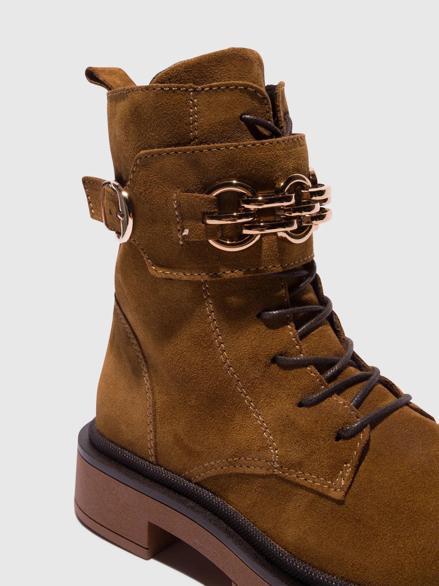 Camel Zip Up Ankle Boots