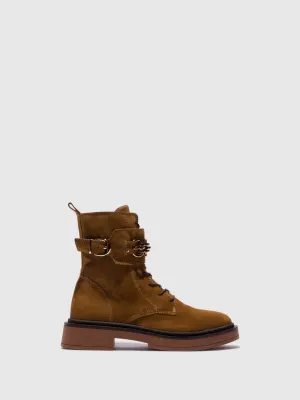 Camel Zip Up Ankle Boots