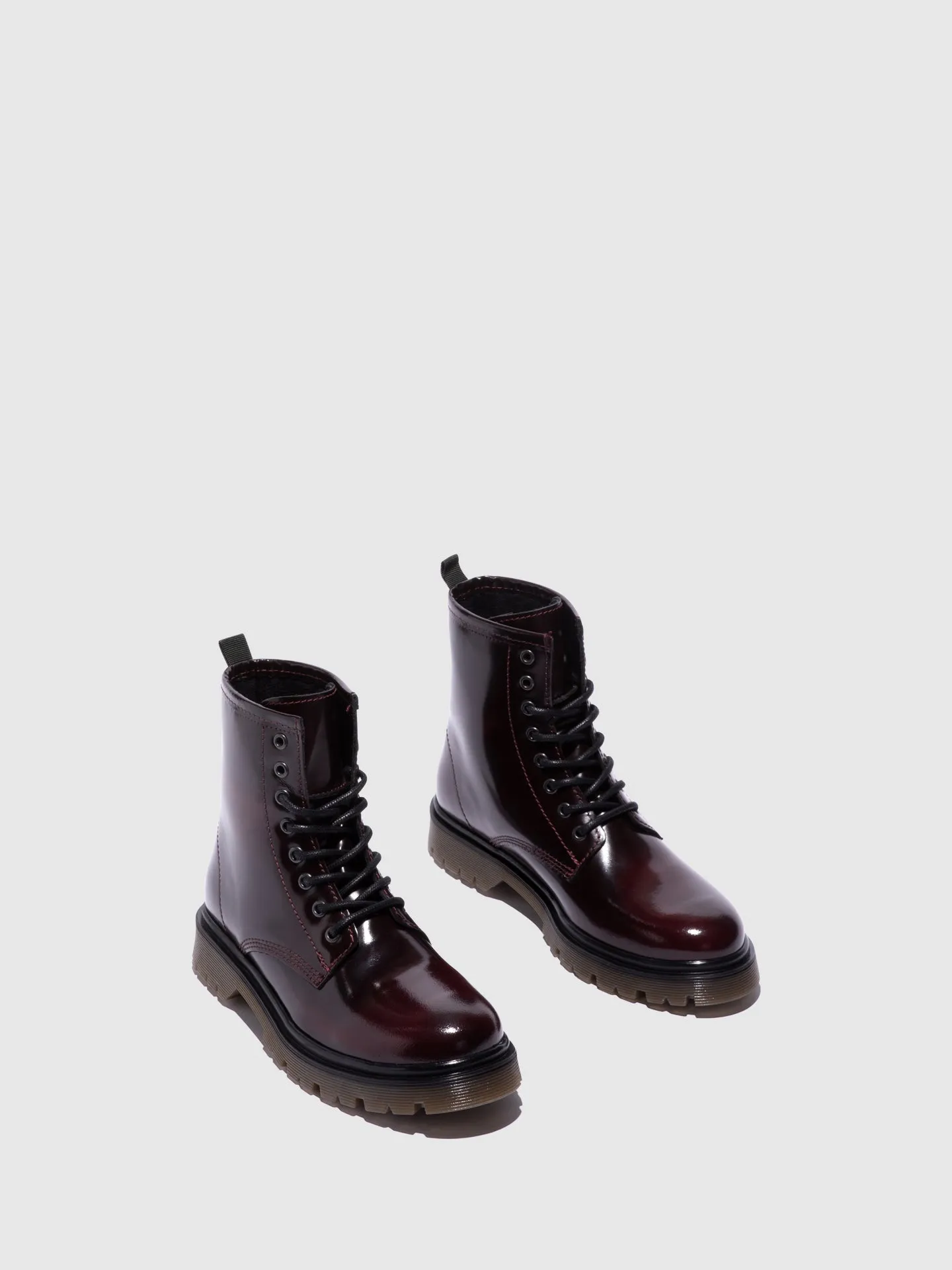 Crimson Lace-up Ankle Boots