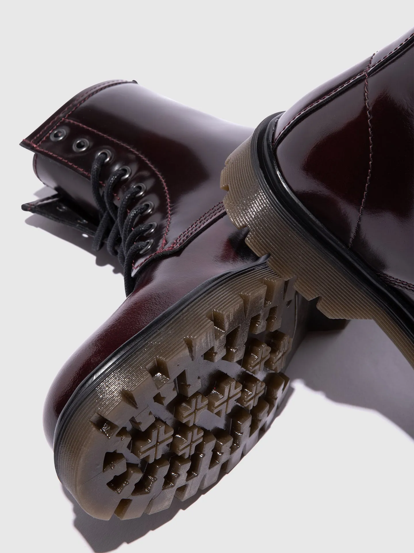 Crimson Lace-up Ankle Boots
