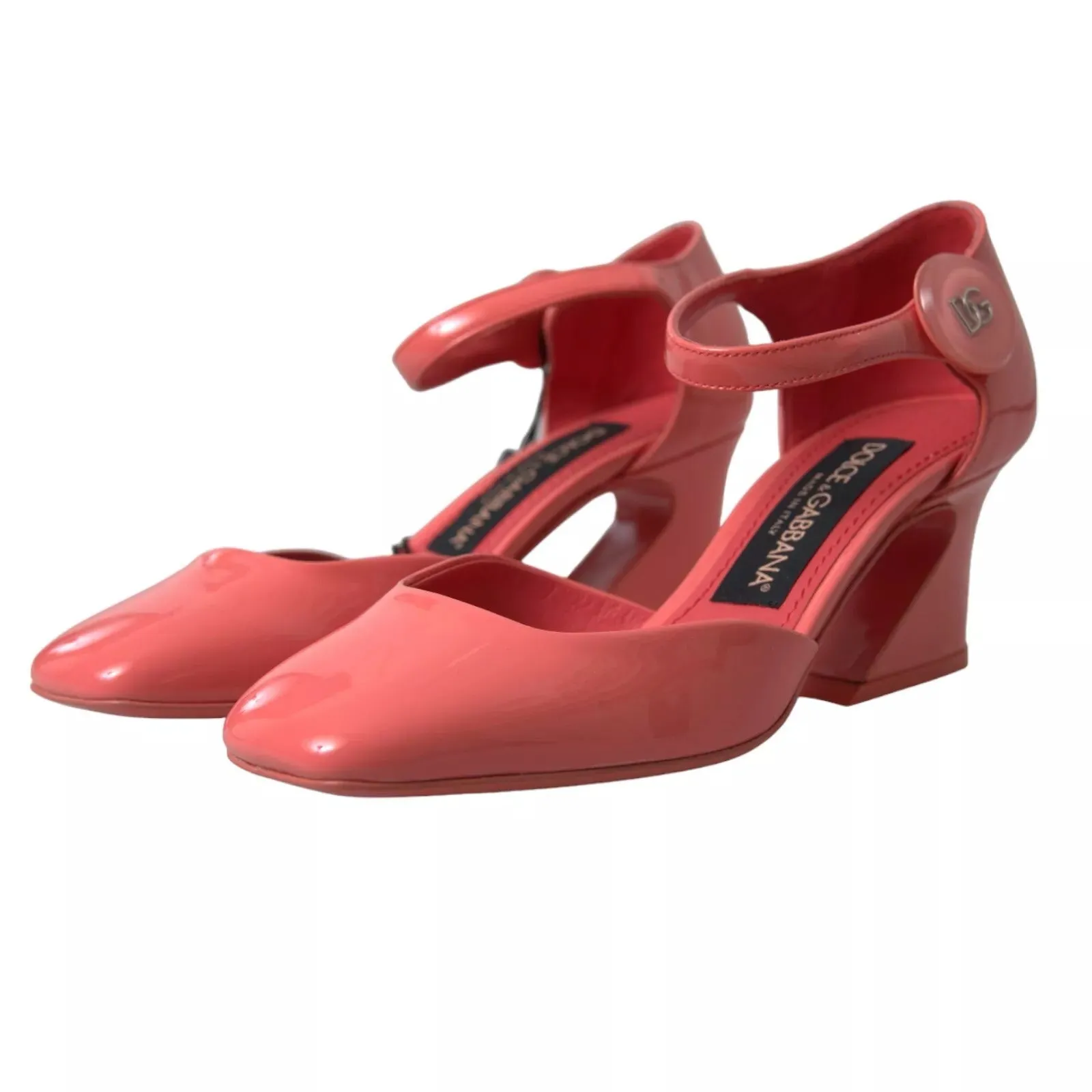 Dolce & Gabbana Peach Leather Ankle Strap Heels Sandals Women's Shoes (Pre-Owned)
