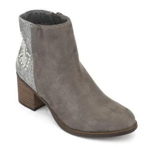Grey Embellished Block Ankle Boot