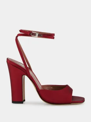 Lara Rouje Noir Satin Sandal