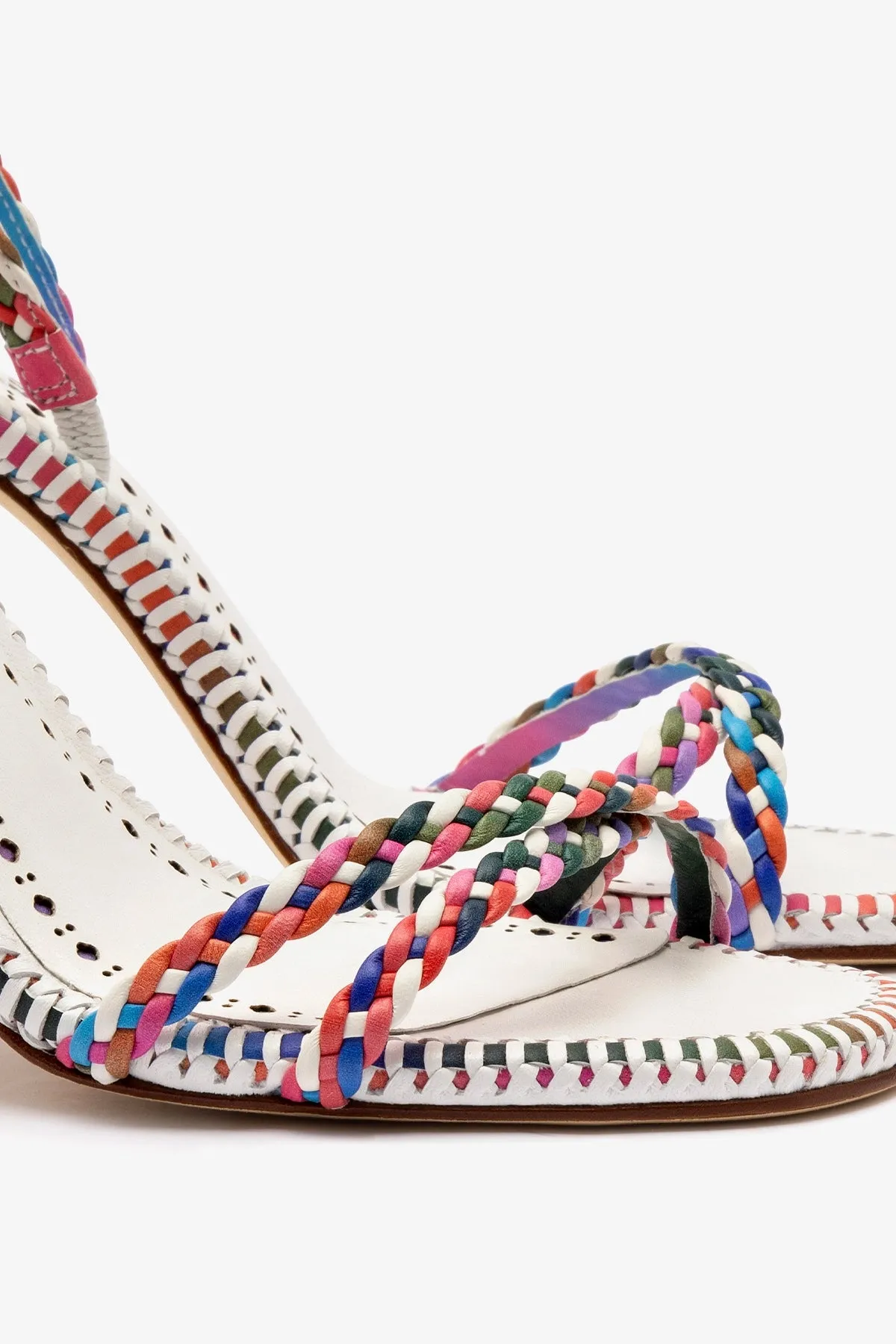 Larroud x Jonathan Cohen Annie Sandal In White and Rainbow Leather