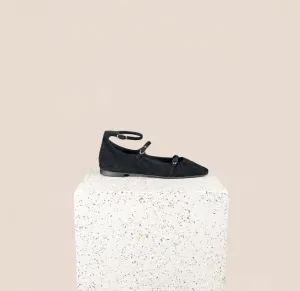 Nola Almond -Black Suede