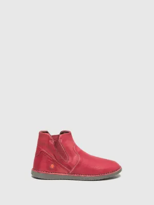 Red Round Toe Ankle Boots