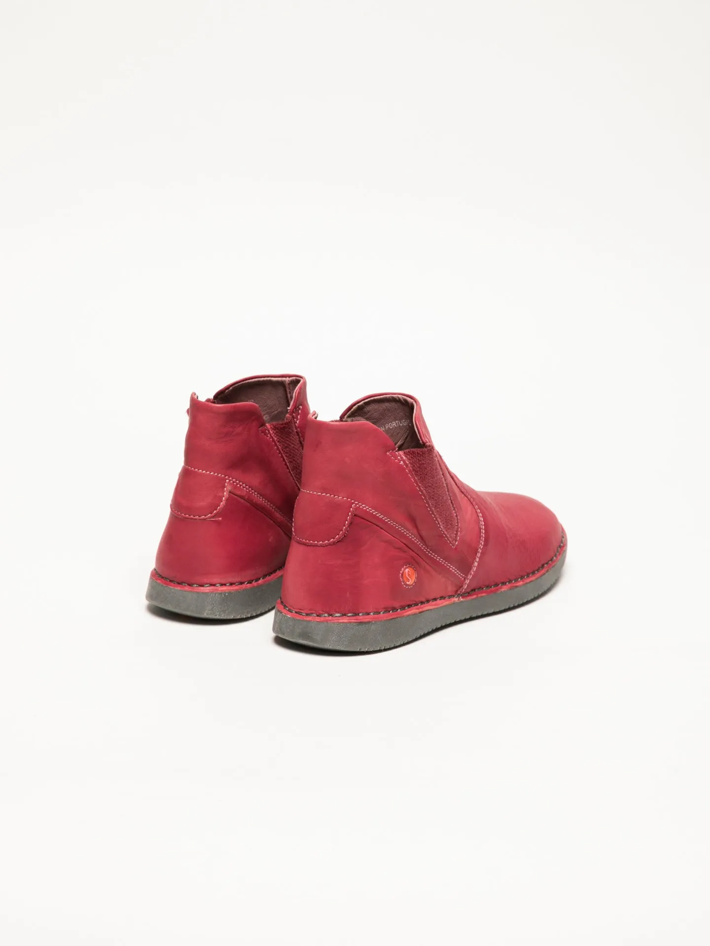 Red Round Toe Ankle Boots