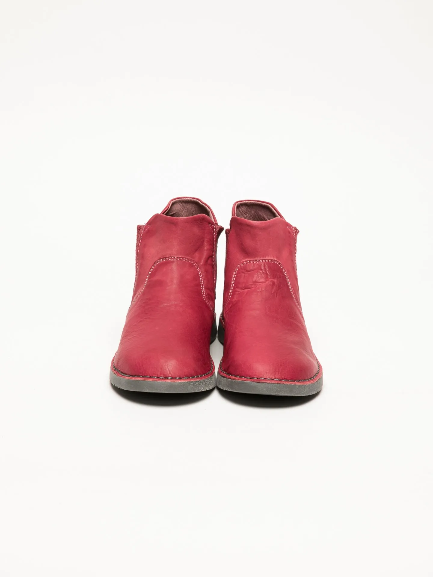 Red Round Toe Ankle Boots
