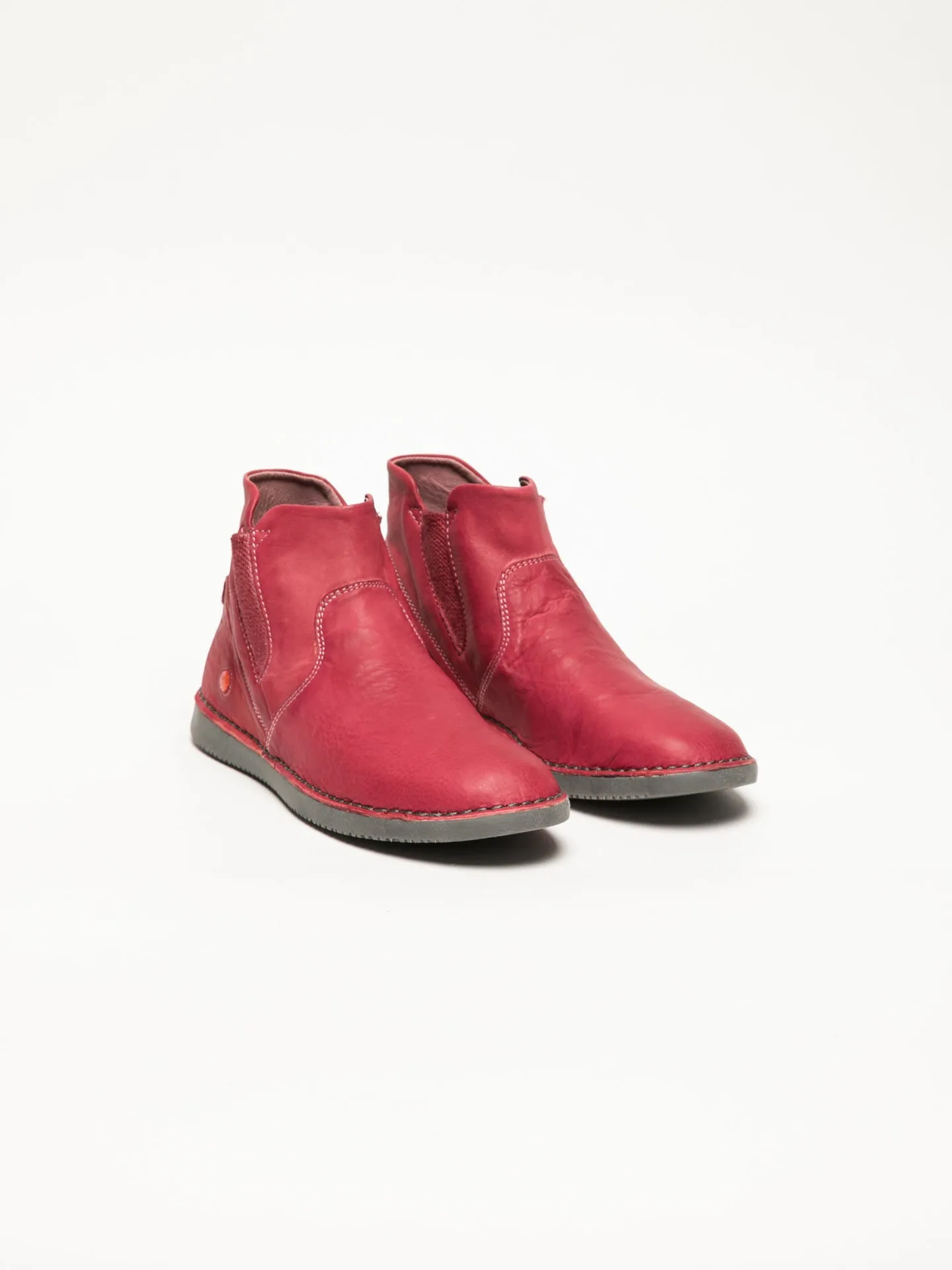 Red Round Toe Ankle Boots