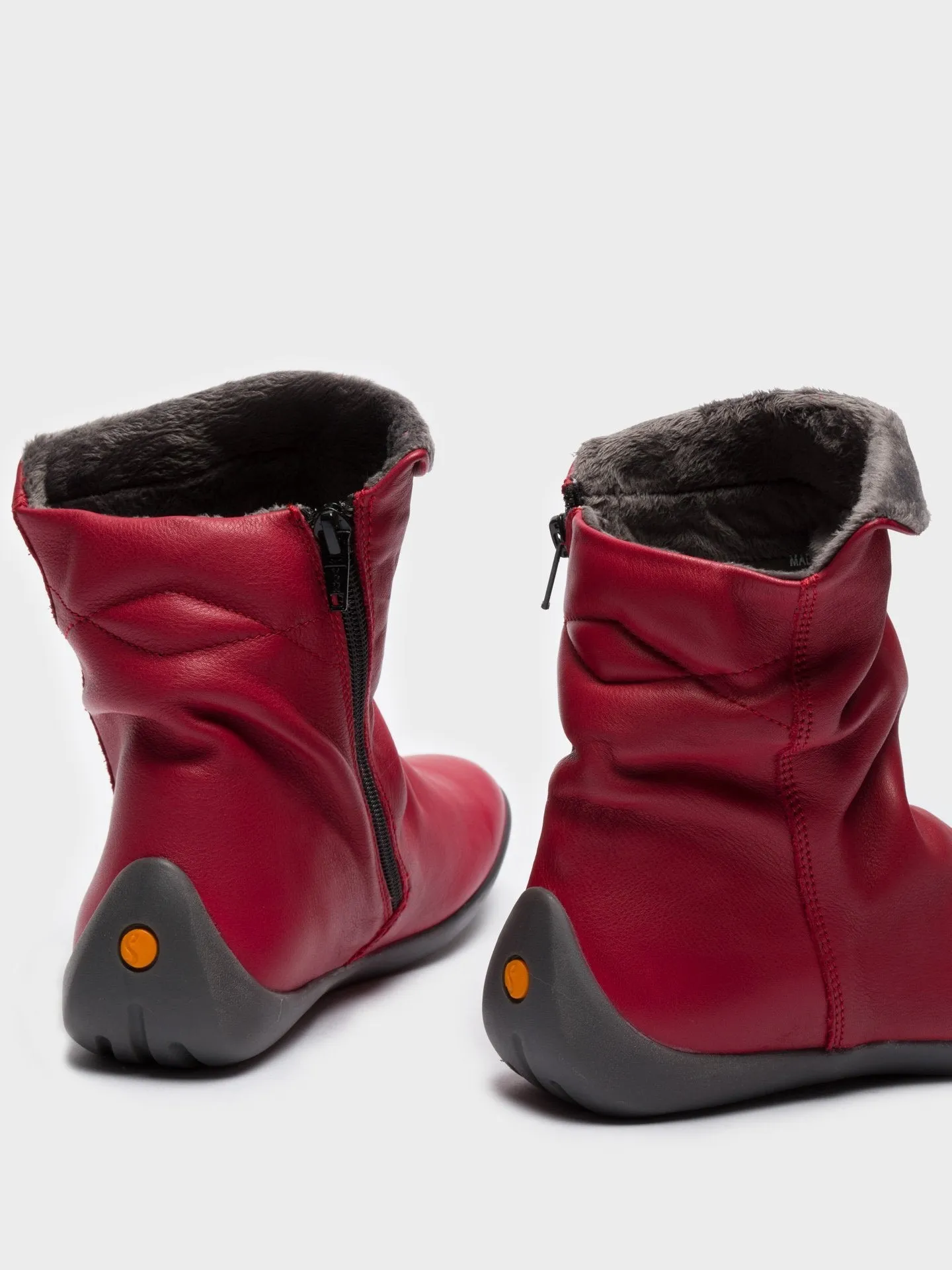 Red Zip Up Ankle Boots