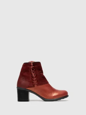 Red Zip Up Ankle Boots