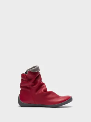 Red Zip Up Ankle Boots