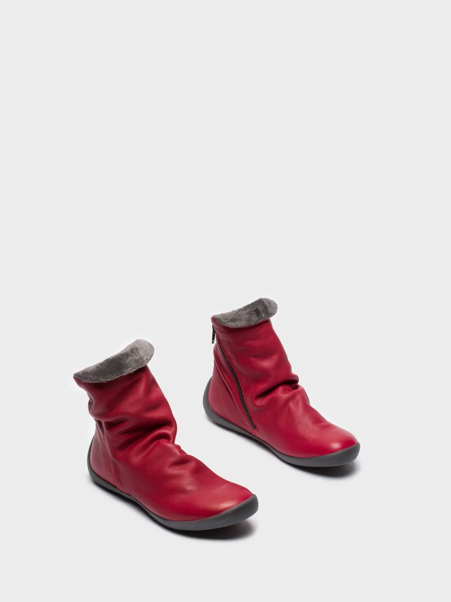 Red Zip Up Ankle Boots