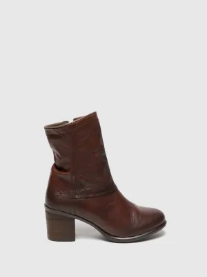 SaddleBrown Zip Up Ankle Boots