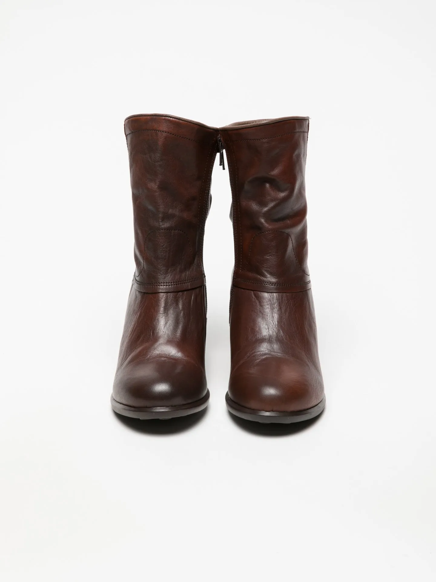 SaddleBrown Zip Up Ankle Boots