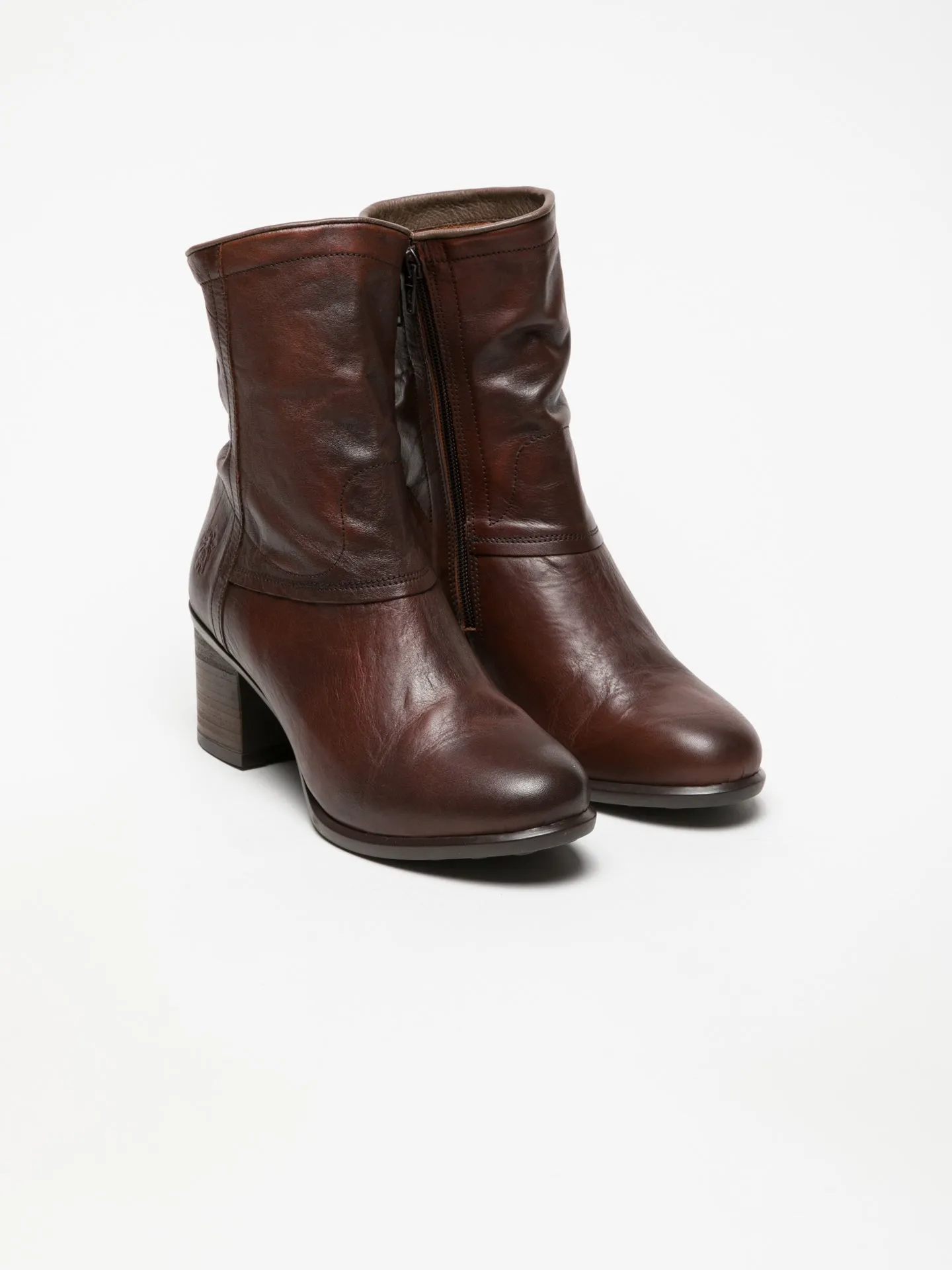 SaddleBrown Zip Up Ankle Boots