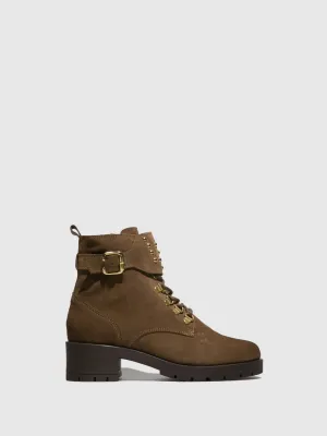 Taupe Buckle Ankle Boots