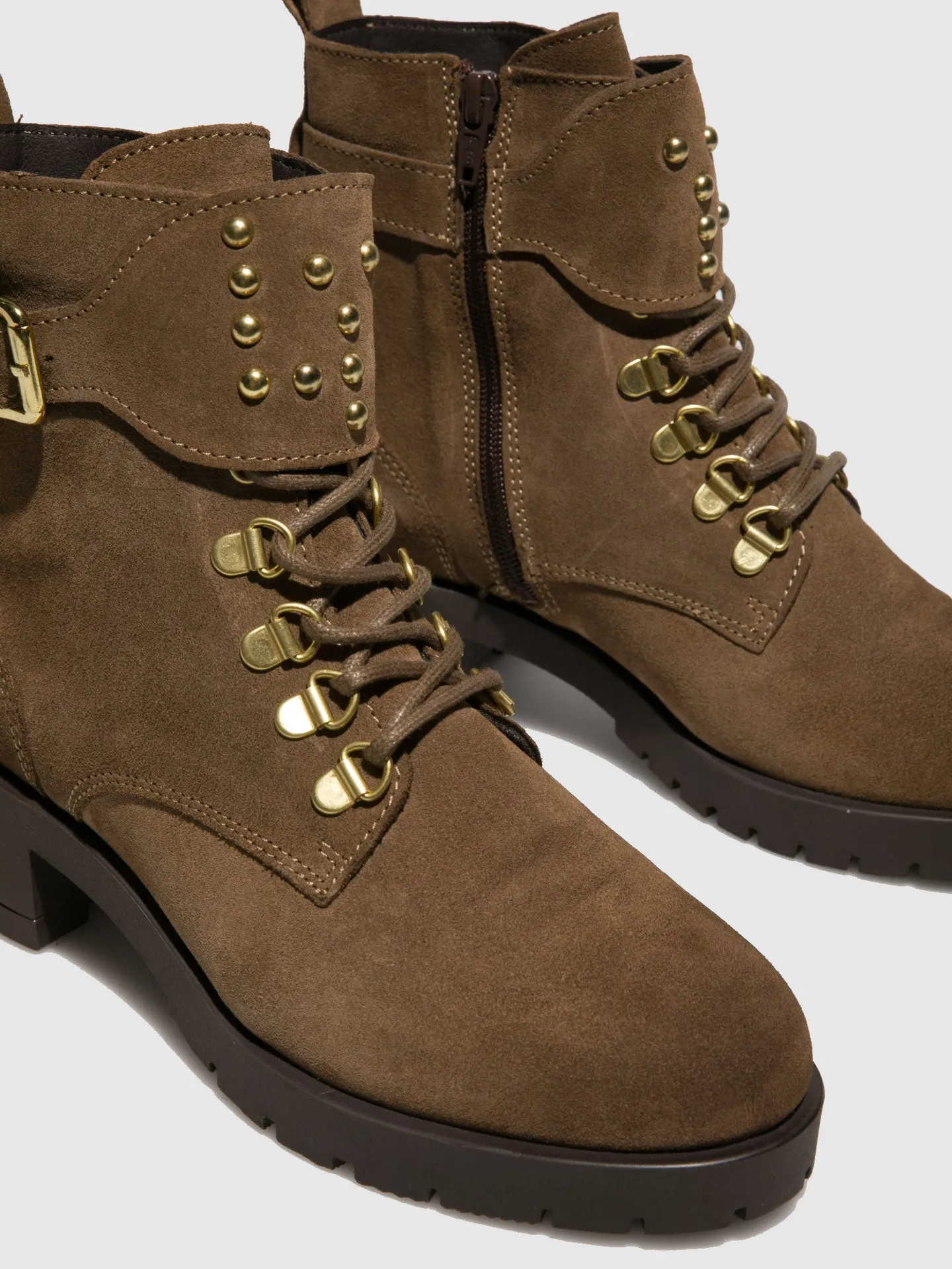 Taupe Buckle Ankle Boots