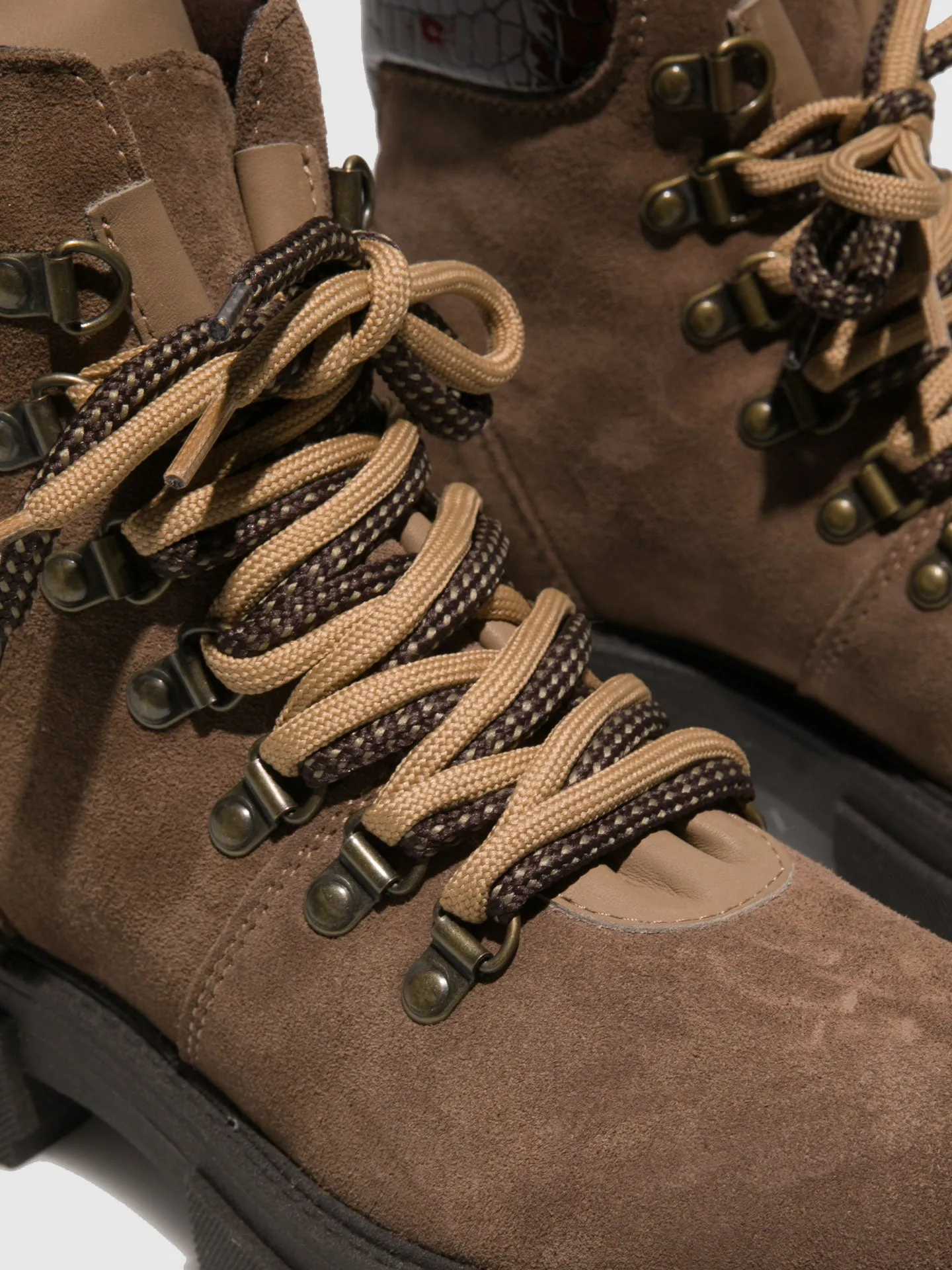 Taupe Lace-up Ankle Boots
