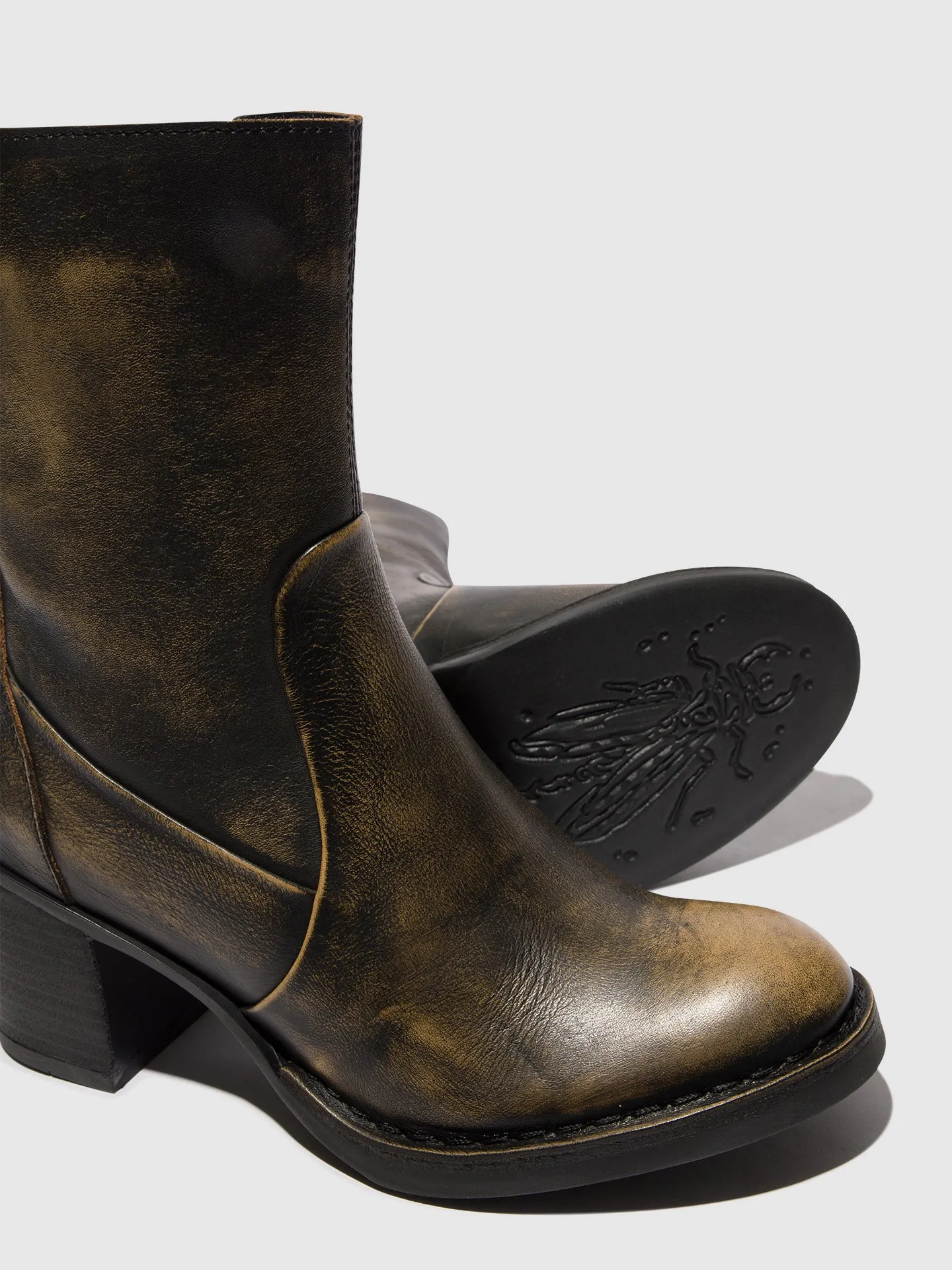 Zip Up Ankle Boots BECY097FLY OLIVE