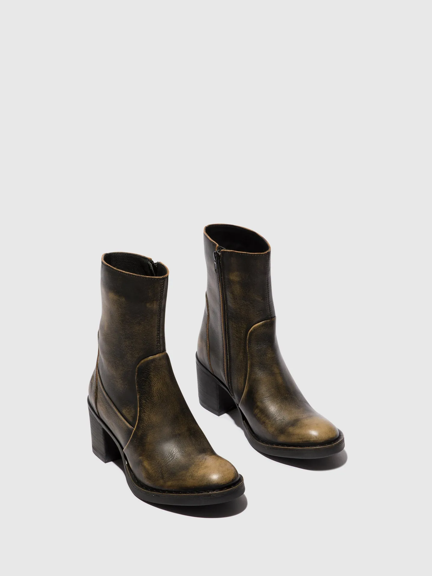 Zip Up Ankle Boots BECY097FLY OLIVE