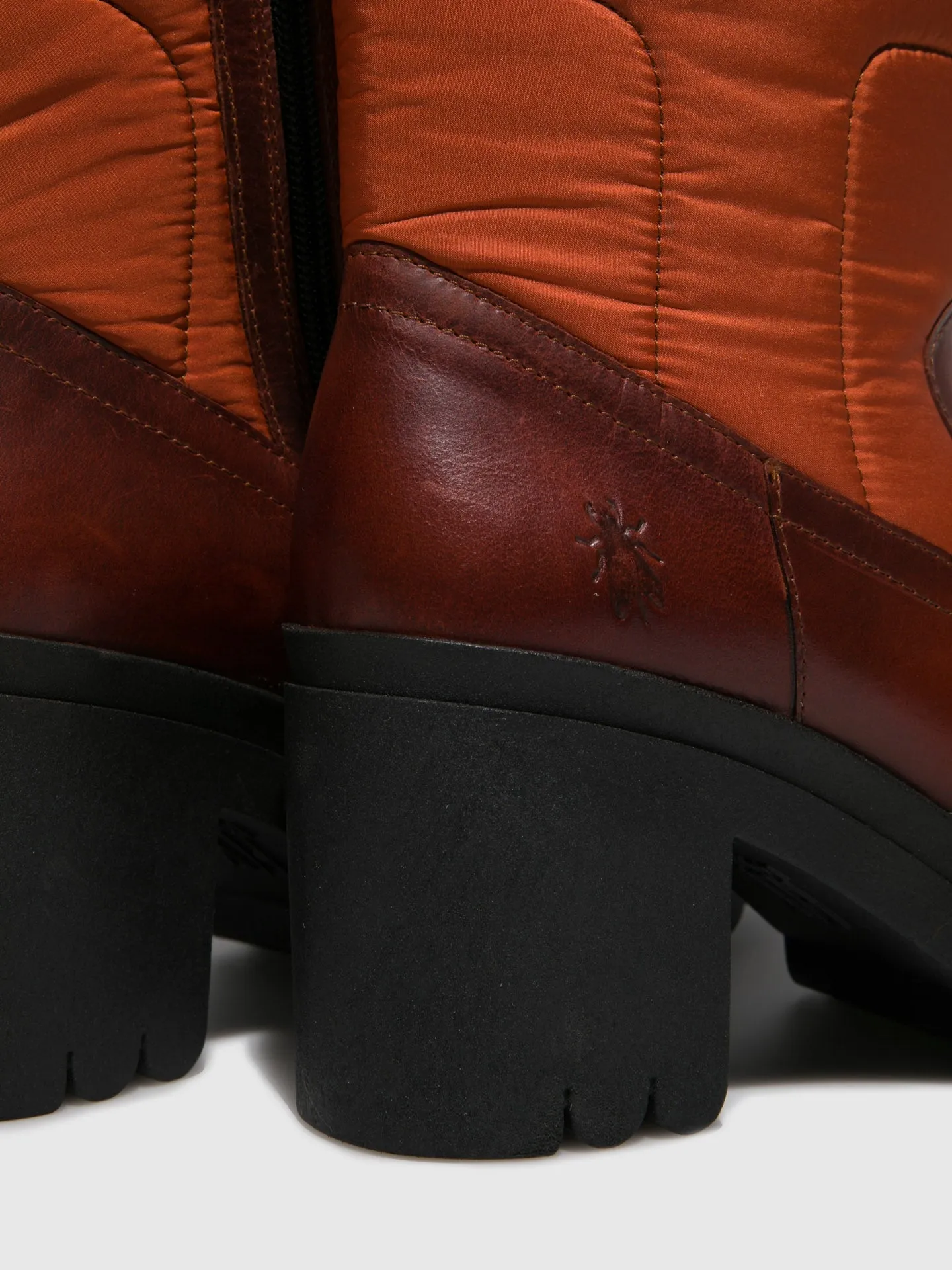 Zip Up Ankle Boots TYKE661FLY RUG/NYLON BRICK/ORANGE