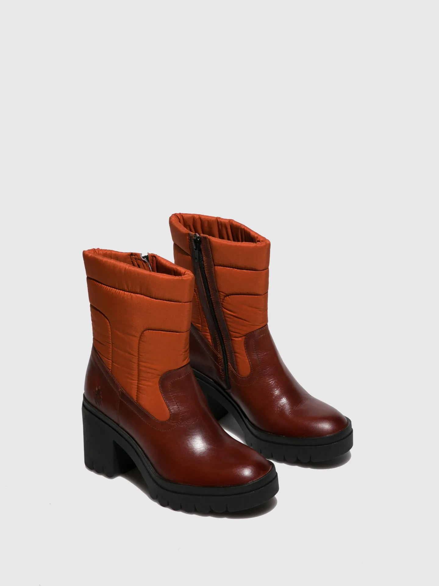 Zip Up Ankle Boots TYKE661FLY RUG/NYLON BRICK/ORANGE