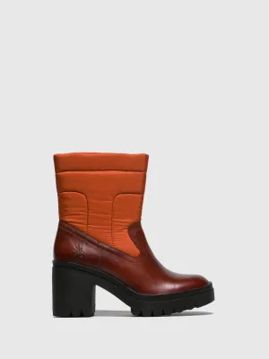 Zip Up Ankle Boots TYKE661FLY RUG/NYLON BRICK/ORANGE